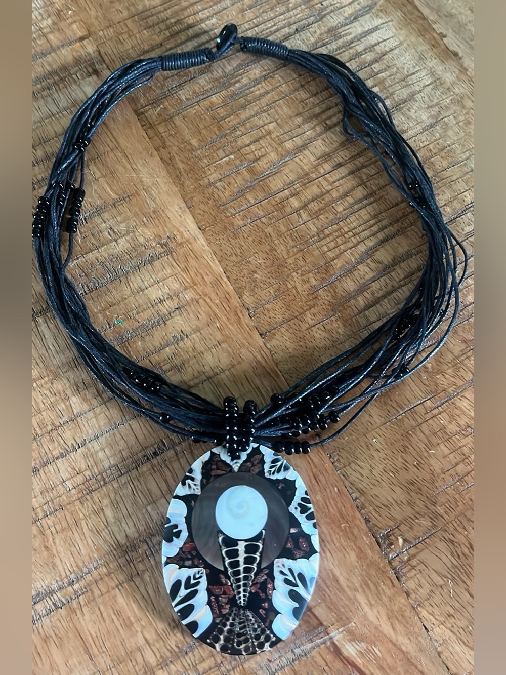 SAJEN Shell Inlay Shiva Eye Pendant Necklace